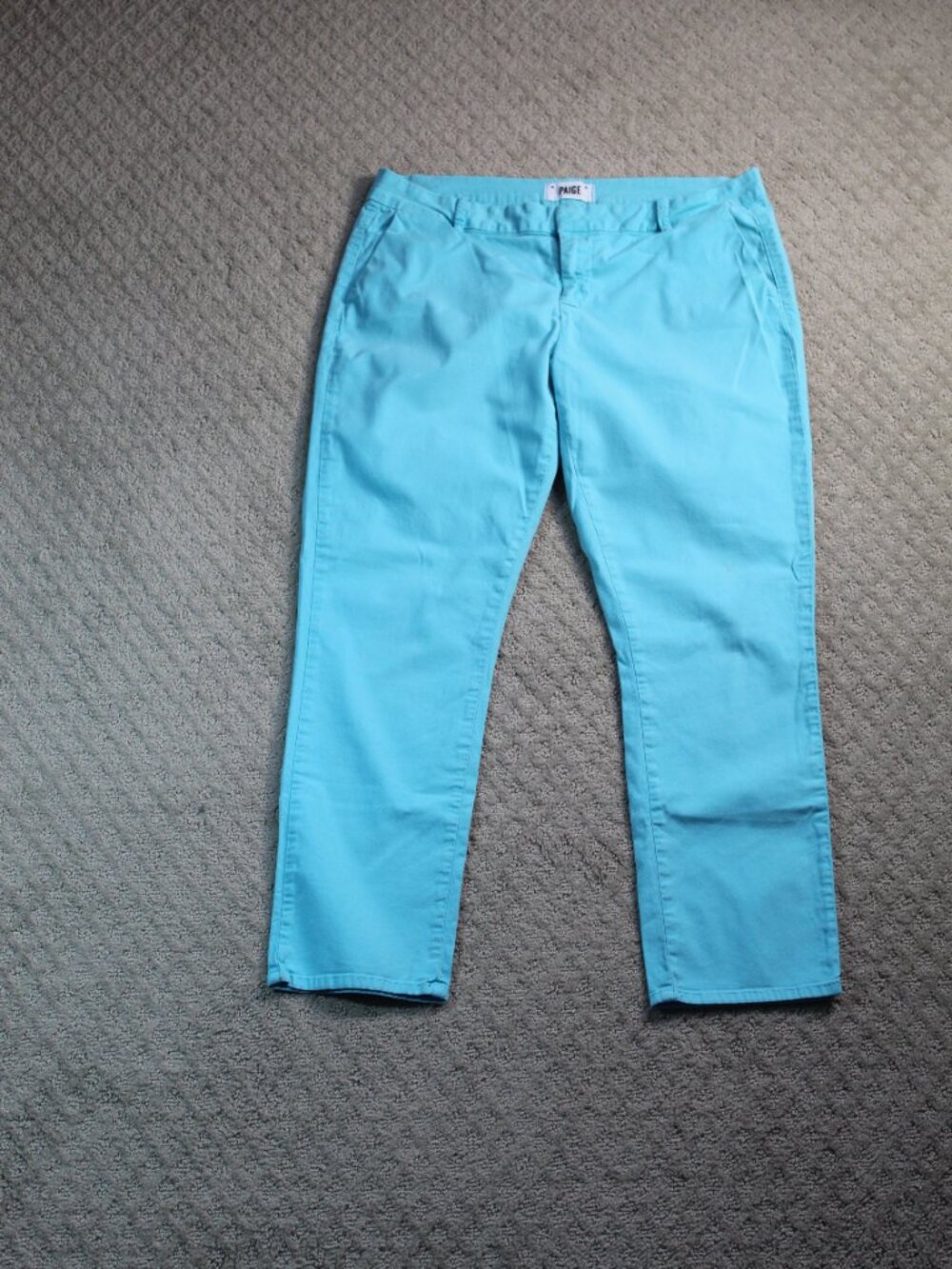 Paige Baxter Size 31 Mid Rise Tapered Slim Straight Aqua Chino Pants
